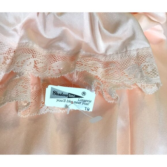 Vintage Shadowline Long-Sleeve Button-Up Nightgown with Lace Trim - Picture 12 of 13